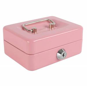 lot 51496 image: xydled Locking Steel Mini Cash Box with Removable Coin Tray and Key Lock for Kids, 4.92 x 3.74 x 2.36,Pink