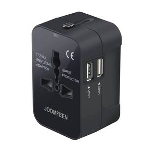 lot 51510 image: Travel Adapter, JOOMFEEN Worldwide All in One Universal Power Wall Charger AC Power Plug Adapter with Dual USB Charging Ports for USA EU UK AUS Cell Phone Laptop (Black)