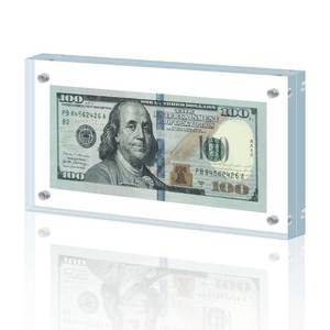lot 51514 image: Dollar Bill Frame Display Acrylic Dollar Bill Holder 3.9X7.8Inch Thickened Frame for Dollar Bill Display Case Magnet Currency Display Frame Self Standing for Money Ticket Picture Photos Display Case