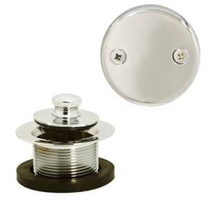 lot 51515 image: Westbrass Twist & Close Tub Trim Set with Two-Hole Overflow Faceplate, Polished Nickel, D94-2-05