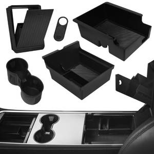 lot 51519 image: Acclsoop 5 Pcs Center Console Organizer Compatible with Tesla Model Y 3 Cup Holder Insert Armrest Hidden Storage Box Camera Cover Slide Car Accessories 2024 2023 2022 2021