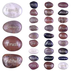 lot 51521 image: Ausluru 27 PCS Engraved Inspirational Stones Gift Stones with Inspirational Words for Friends and Family Encouragement Rocks for Praying and Decoration, Motivational Valentines Day Gift