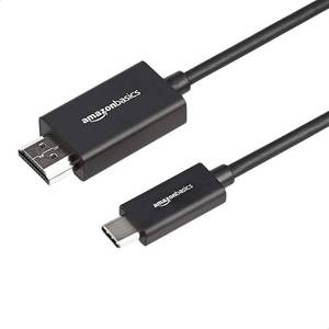 lot 51524 image: Amazon Basics Premium Aluminum USB-C (Source) to HDMI (Display) Cable Adapter (Thunderbolt 3 Compatible) 4K60Hz, 3-Foot, Black