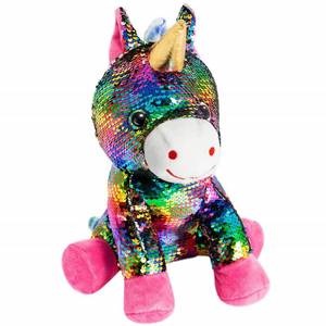 lot 51528 image: HollyHOME Sequins Unicorn Stuffed Animal Toy Reversible Rainbow Sequins Unicorn Gift for Kids 12 Inches