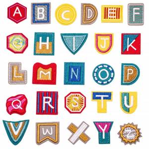 lot 51533 image: U-Sky Iron on Word Patches for Kids Clothing, 26pcs Funny Design Alphabet A to Z Letter Iron-on Patch, Sew-on Appliques for BackpacksJeansJackets to Cover LogoRip (Design#6)