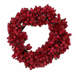lot 51537 image: 6-inch Beaded Berry Wreath Candlering Candle Ring - Winterberry Red