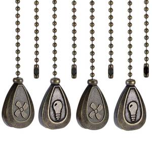 lot 51557 image: 4 Pack Bronzed Ceiling Fan Pull Chain Extension, 12 Inches Classic Drop Shaped Pendant Pull Chains for Ceiling Fans and Lights, Decorative Fan Pulls Extenders with Connector (2 Light and 2 Fan)