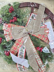 lot 6270132 image: Christmas Wreath for Front Door Decoration Funny Christmas Door Decor For Home Farmhouse Indoor OutdoorFarmhousePorch Decorations Rustic Round Wood Wreaths Wall Hanging Holiday Christmas Trees