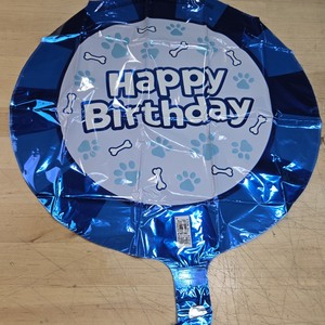 lot 6270162 image: 1 Pc Round Foil Happy Birthday Dog Paw Bones Blue Balloon