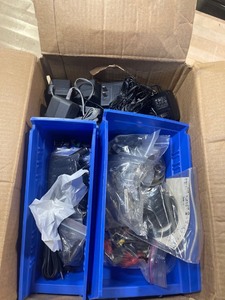 lot 6270304 image: box of plug in adapters, and random connections