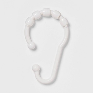 lot 6270337 image: Plastic V Glide Hooks White - Room Essentials ABS Material, 12-Pack, Glossy Finish, Shower Liner Rings