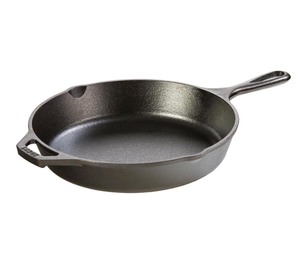 lot 6270341 image: Lodge 10.25 Inch Cast Iron Pre-Seasoned Skillet -�� Signature Teardrop Handle - Use in the Oven, on the Stove, on the Grill, or Over a Campfire, Black