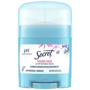 lot 6270369 image: Secret Invisible Solid Female Antiperspirant Deodorant Powder Fresh 0.5 oz - Retail $99.99