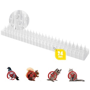 lot 6270444 image: Touri Upgraded 24 Pack Clear PVC Bird Spikes Deterrent Strips, Long Paired with Short Spikes Provide Narrow Gaps to Restrict Birds from Standing and Keep Birds, Cats, Pigeons, and Other Animals Away