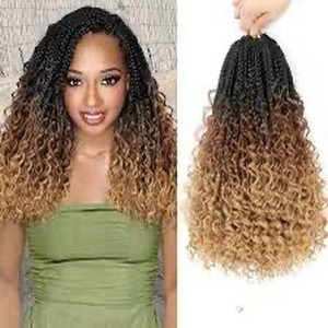 lot 6270474 image: Liang Dian 8 packs 18 inch curly ends crochet hair braids, bohemian crochet hair goddess box braids for black women (18inch 1B3027)