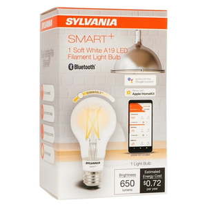 lot 6270504 image: Sylvania Smart LED A19 Light Bulb 40 Watt Dimmable Soft White 1 Pack