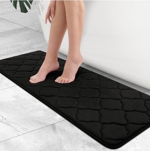 lot 6270551 image: OLANLY Memory Foam Bath Mat Rug 47x17, Ultra Soft Non Slip and Absorbent Bathroom Rug, Machine Wash Dry, Comfortable, Thick Bath Rug Carpet for Bathroom Floor, Tub and Shower, Black