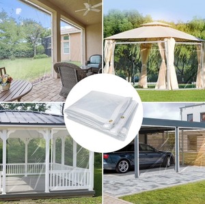 lot 6270552 image: (267) 10 x 10FT Outdoor Clear Tarp Curtain Waterproof Wind-Proof 24 Mil Transparent Vinyl Tarp for Patio Pergola Garden Canopy Rainproof Anti-Tear PVC Thick Cover with Grommets