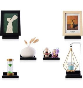 lot 6270553 image: Small Floating Shelf, Set of 4 Black Shelf for Wall Decor Storage Wall Mounted Small Wall Shelf for Bedroom Living Room Bathroom Kitchen -5x5 Inch