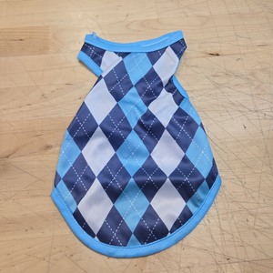 lot 6270555 image: 1 Pc Jaquard Pattern Blue Color Lightweight Dog Vest Shirt - Small