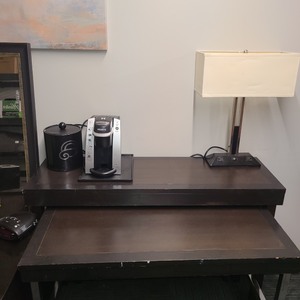 lot 6270362 image: Commercial Duty Single Drawer Wooden Top Rolling Utility Work Desk - Espresso (MAY HAVE COSMETIC DAMAGESCUFFS)