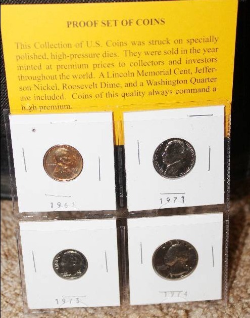 lot 7281 image: Set of 4 Proof Coins- Dates Range From 1961-1974- Very Cool