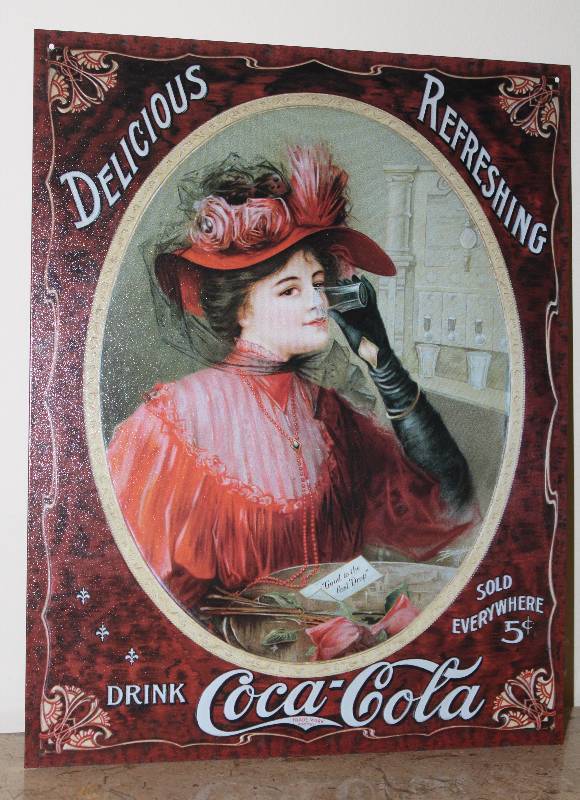 lot 7285 image: Metal Coca Cola Vintage Inspired Advertisement Sign- So Cool