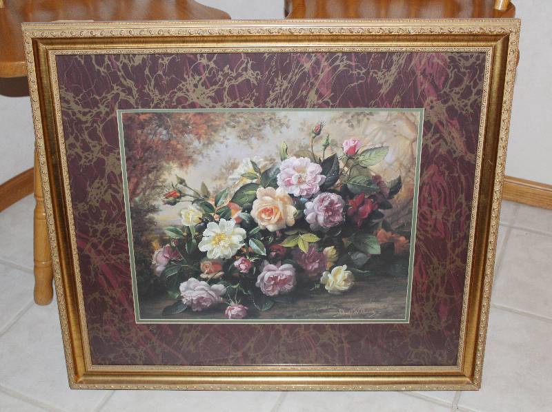 lot 7293 image: Framed Floral Picture- So Pretty