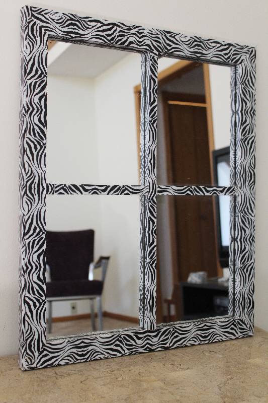 lot 7300 image: Zebra Print Mirror- 18.5 by 22.5 Inches- Very Stylish