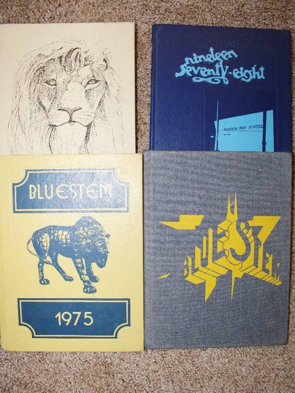 lot 7315 image: Lot of 4 Bluestem High School Yearbooks- Years 1975. 76, 77 and 78- Cool