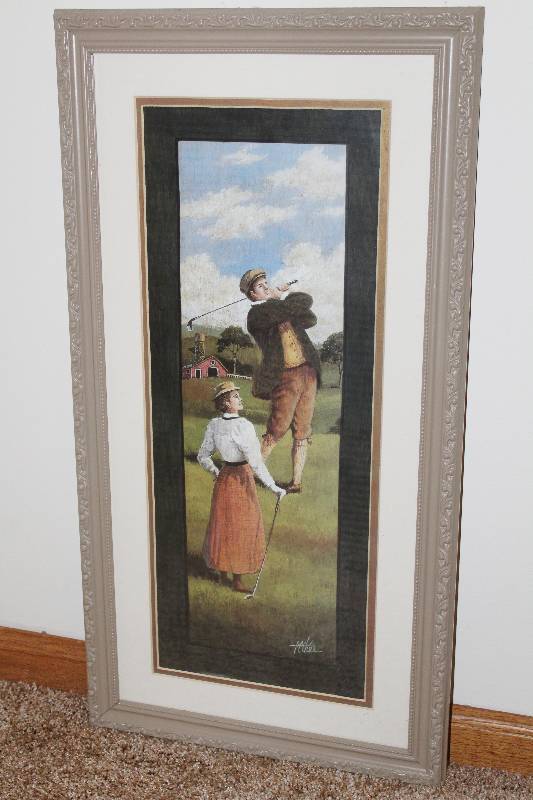lot 7328 image: Framed Golf Picture- 13 x 25 Inches- Cool