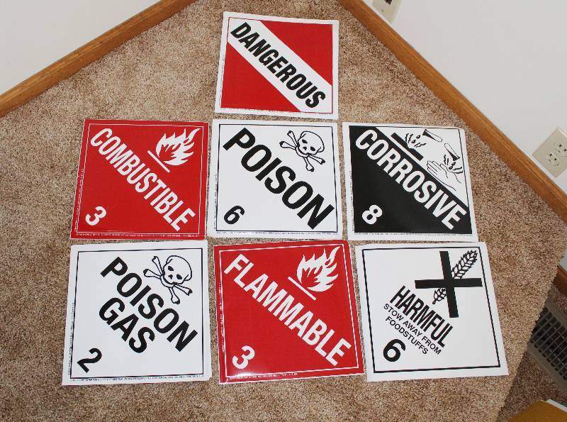 lot 7349 image: Lot of 28 Hazmat Decals- 7 Different StylesColors- Great Man Cave Decor