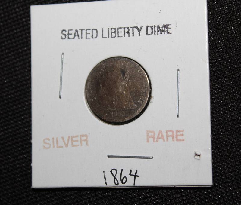 lot 7360 image: 1864 Seated Liberty Silver Dime- Very Cool