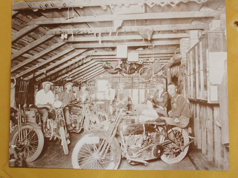 lot 7397 image: Black and White Photograph Depicting Vintage Motorcycles- 14 x 11- Cool