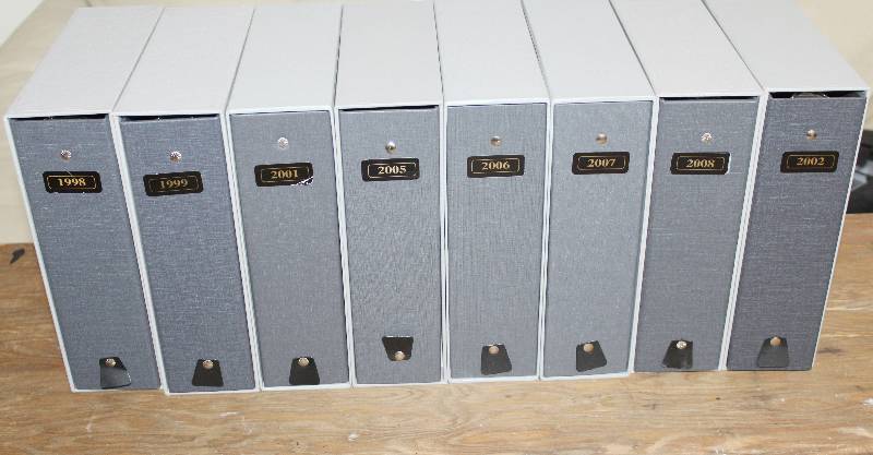 lot 7415 image: Lot of 8, 3 Ring Binders- Each Include Their Own Protective Jackets