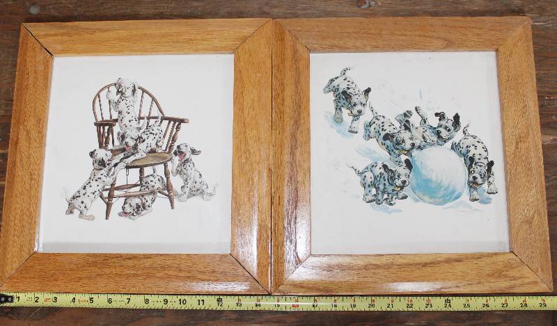 lot 7444 image: 2 Framed Pictures- Frames are Solid Oak- Very Pretty