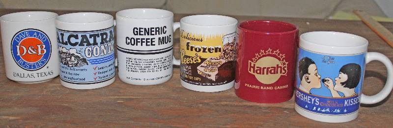 lot 7525 image: Lot of 6 Various Coffee Mugs