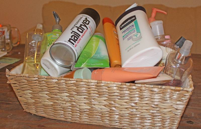 lot 7530 image: Basket Full of Lotions- All Different Scents and Brands