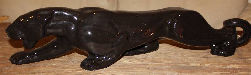 lot 7537 image: Ceramic Black Panther Figurine- Over 23 Long -  Very Cool Decoration