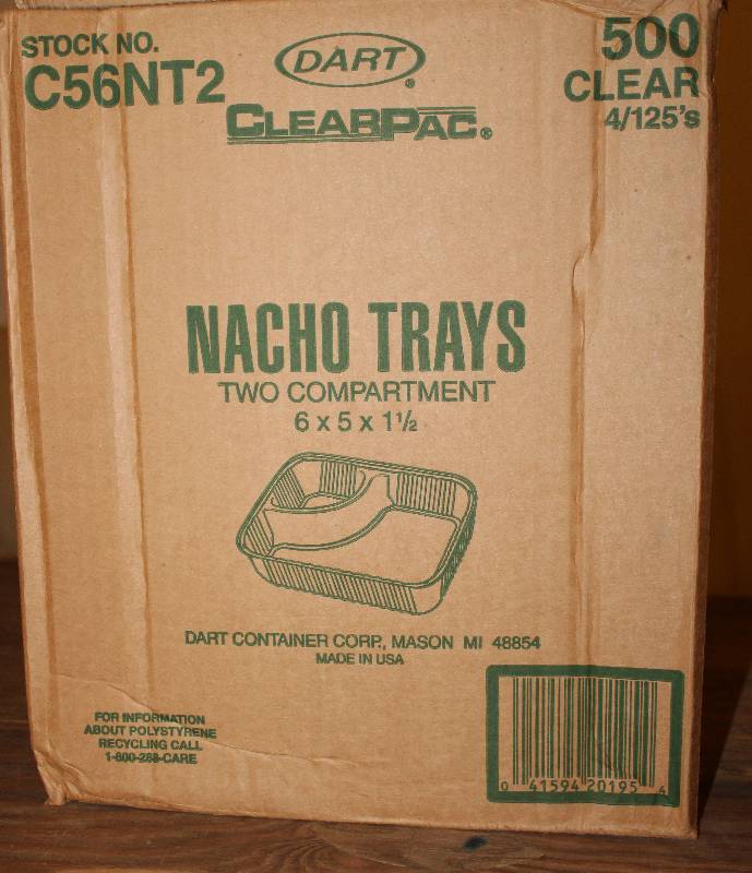 lot 7574 image: Clearpac Nacho Trays- 6 x 5 x 1.5- 2, 500 Count Cases- 4 Sleeves w 125 Count Per Case