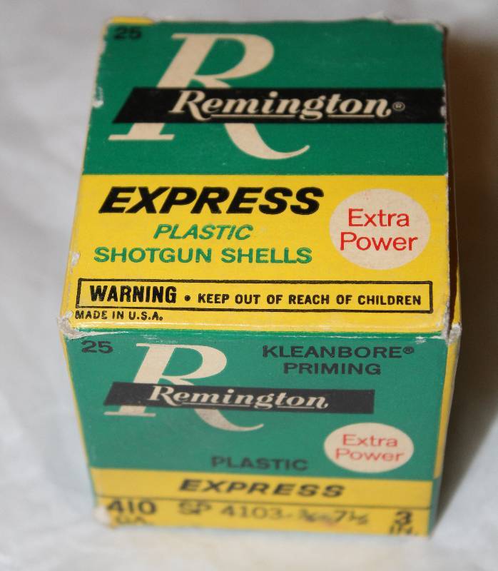 lot 7590 image: Remington Express 410 Shotgun Shells- Full 25 Count Box