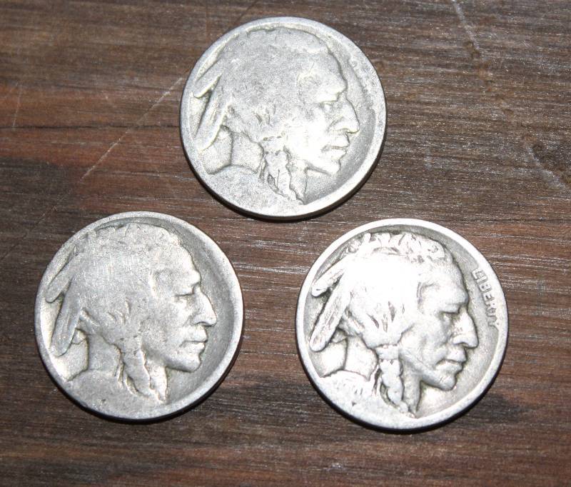 lot 7595 image: Lot of 3 Buffalo Nickels- Very Cool