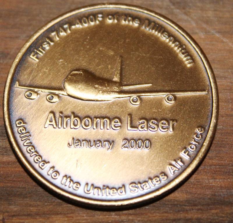 lot 7596 image: USAF, Boeing- TRW Lockhead Martin Airborne Lazer Commemorative Token- Cool