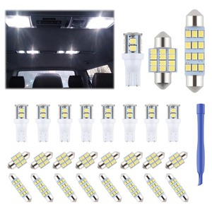 lot 6272005 image: iFunyLED 24 Pieces Dome Light LED Car Interior Bulb Kit Set 194 T10 DE3175 578 31mm 42mm Bulbs Interior Replacement Lights for Car Map License Plate Door Side Marker Cornering Trunk Light - White