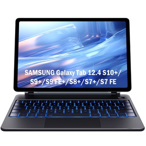lot 6272006 image: CHESONA Keyboard Case for Samsung Galaxy Tab S10 PlusS9 PlusS9 FE PlusS8 PlusS7 PlusS7 FE 12.4, Floating Cantilever Magnetic Stand, Touchpad & Backlit, Pen Holder & Battery Display, Black - Retail $107.47