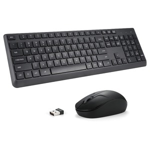 lot 6272010 image: Wireless Keyboard and Mouse Combo for Windows, 2.4G Full-Sized External Cordless Computer Keyboard Mouse Combo for Laptop PC Desktop Chrome Mac, Number Pad 1600 DPI Silent Mouse USB Receiver (Black)