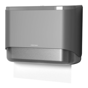 lot 6272015 image: interhasa Paper Towel Dispenser Wall Mounted, Adhesive Multifold Trifold c Fold Commercial Paper Towel Dispenser for Bathroom 10.8 L x 3.5 W x 8 H
