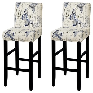 lot 6272019 image: SearchI Printed Bar Stool Covers Set of 2, Stretch Removable Washable Bar Stool Chair Covers, Counter Height Chairs Covers for Kitchen Dining Room Cafe Furniture (Flowers Butterfly)