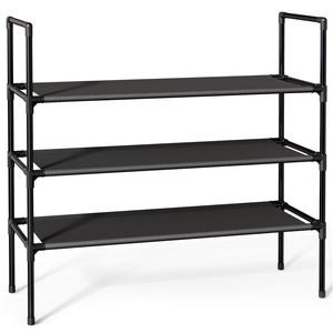 lot 6272036 image: Sakugi Shoe Rack with Non-Woven Fabric - X-Large Shoe Organizer, 3-Tier Shoe Storage Rack, Sturdy Shoe Rack for Closet, Garage & Corridor, Stackable Shoe Rack for Entryway, Black
