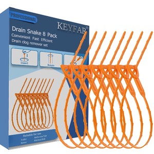 lot 6272044 image: 8 Pack 25inch Drain Snake Clog Remover, Drain Hair Remover, Sink Snake Drain Auger Cleaner Tool For Bath Tub, Toilet, Kitchen Sink, Sewer